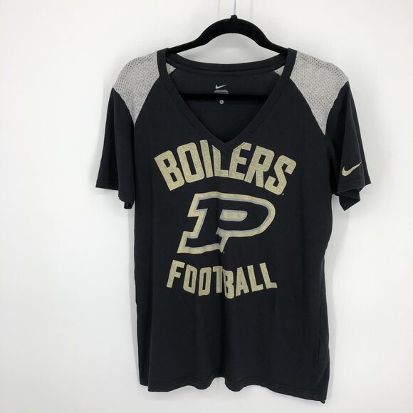 Purdue Boilermakers Shirt Womens XL Black NCAA‎ Football Nike Dri Fit Mesh Tee - Picture 1 of 12